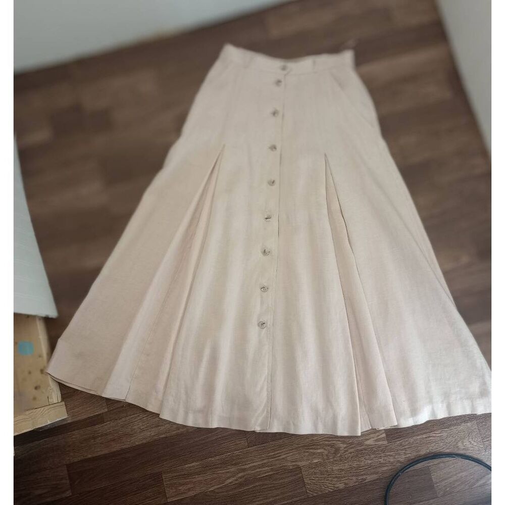 ❤️100% Linen Vintage LIZ CLAIBORNE blush pink riding skirt circle skirt, pockets